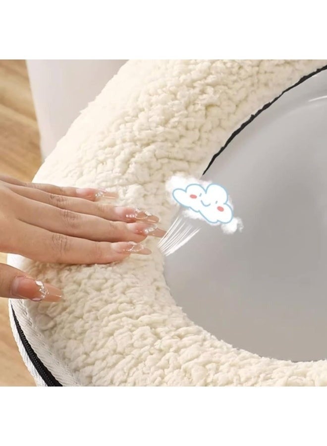 هابي هوم غطاء مقعد مرحاض ناعم وسميك وقابل للتمدد وقابل للغسل، بساط مقعد مرحاض دافئ سهل التركيب والتنظيف - Image 2